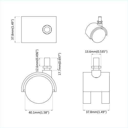 Колела 2 pcs Черно 40,1 x 40,1 x 37,8 мм PP и желязо