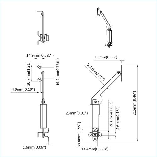 Панта за поддръжка на капак 12 pcs Черно 192 x 32 x 50 мм