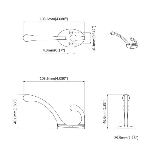 Държач за дрехи 2 pcs Черно 102 x 29 x 47 мм Цинкова сплав