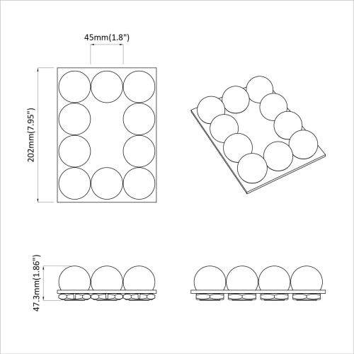 Огледални лампи 12 pcs Бяло 4.5 x 4.5 x 4.8 см Пластмаса