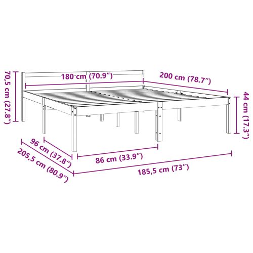 Рамка за легло с таблото Кафяво с восъчно покритие 180 x 200 cm