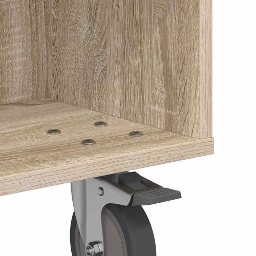 Странична маса с колела Сонома дъб 50 x 50 x 30 см