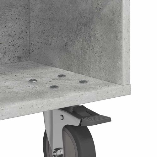 Странична маса с колела Циментено сиво 50 x 50 x 30 см