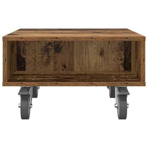 Странична маса с колела Старо дърво 50 x 50 x 30 см