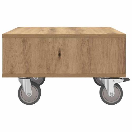 Странична маса с колела Дъб 50 x 50 x 30 см Инженерно дърво