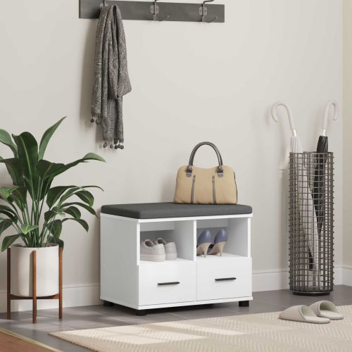 Пейка за коридор Бяло 60 x 38 x 46 см ПДЧ и тапицерийна тъкан