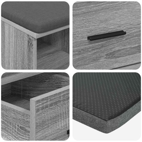 Пейка за коридор с възглавница Сив Сонома 60 x 38 x 46 см