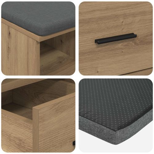 Пейка за коридор Дъб 60 x 38 x 46 см ПДЧ и тапицерийна тъкан