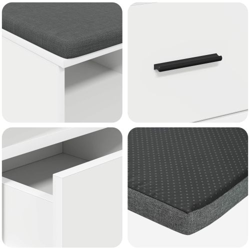 Пейка за коридор Бяло 80 x 38 x 46 см ПДЧ и тапицерийна тъкан