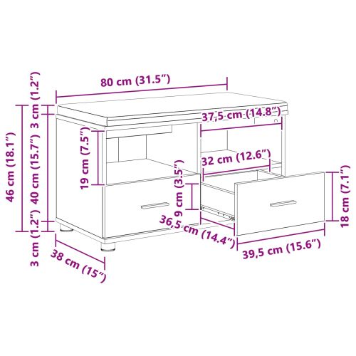 Пейка за коридор с възглавница Сонома дъб 80 x 38 x 46 см