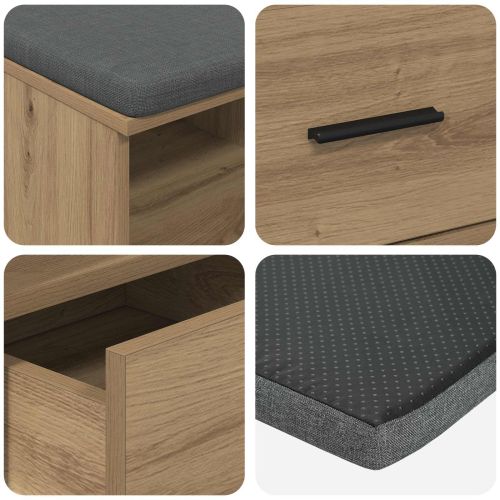 Пейка за коридор Дъб 80 x 38 x 46 см ПДЧ и тапицерийна тъкан