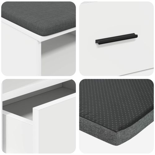 Пейка за коридор Бяло 100 x 38 x 46 см ПДЧ и тапицерийна тъкан