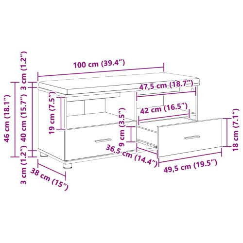 Пейка за коридор Бяло 100 x 38 x 46 см ПДЧ и тапицерийна тъкан