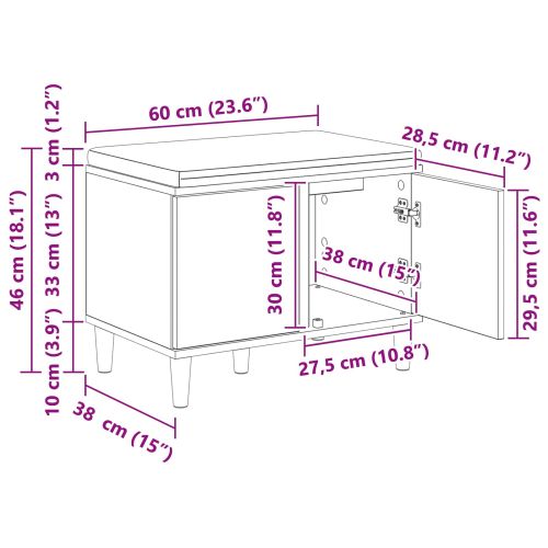 Пейка за коридор с възглавница Сонома дъб 60 x 38 x 46 см