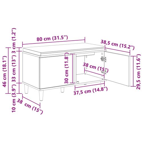 Пейка за коридор с възглавница Сив Сонома 60 x 38 x 46 см