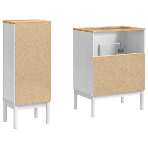 Комплект мебели за баня с рафт 2 pcs Бяло Солидно борово дърво