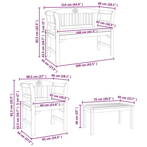 Комплект мебели 4 pcs Естествен Солидно акациево дърво