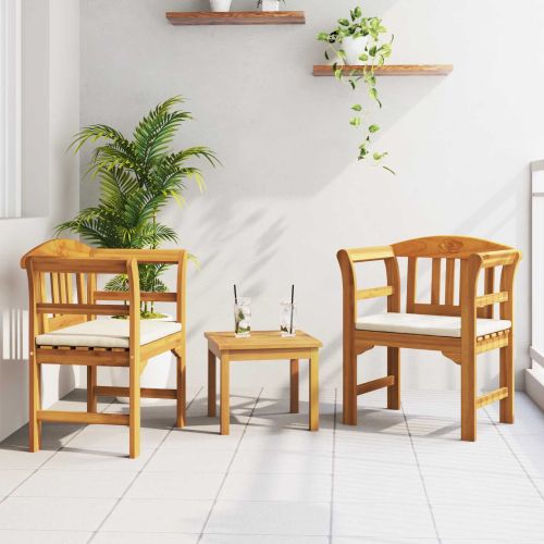 Комплект мебели 3 pcs Естествен Солидно акациево дърво