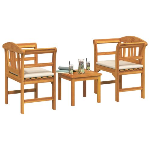 Комплект мебели 3 pcs Естествен Солидно акациево дърво