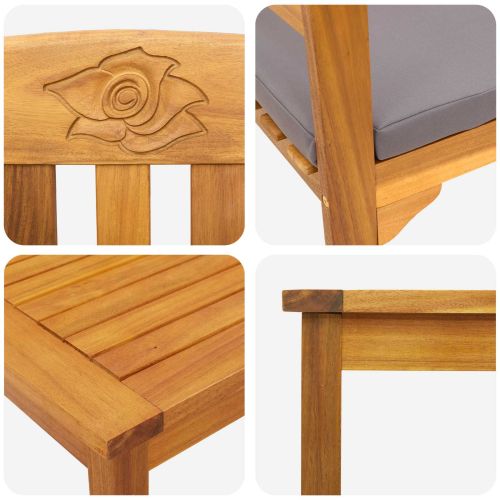 Комплект мебели 3 pcs Естествен Солидно акациево дърво