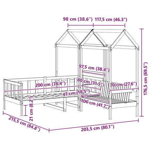 Комплект легло за деня 3 pcs Кафяво с восъчно покритие