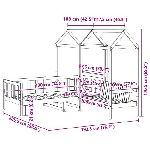 Комплект легло за деня 3 pcs Кафяво с восъчно покритие