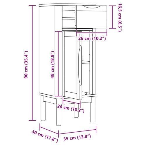 Шкаф за баня с рафт Кафяво с восъчно покритие 35 x 30 x 85 см