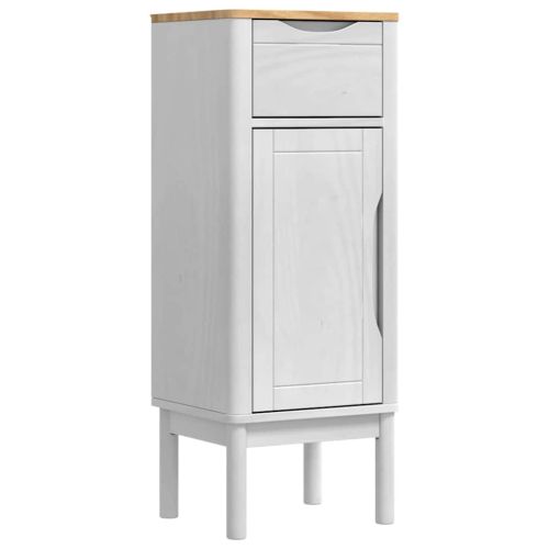 Шкаф за баня с рафт Бяло 35 x 30 x 85 см Солидно борово дърво