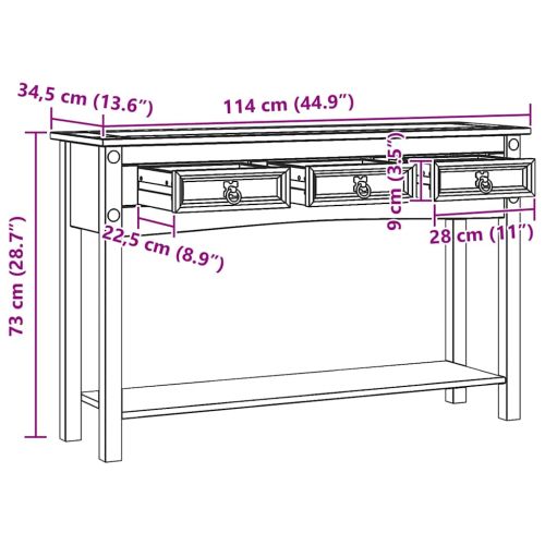 Крайна масичка Бяло 114 x 34,5 x 73 см Солидно борово дърво