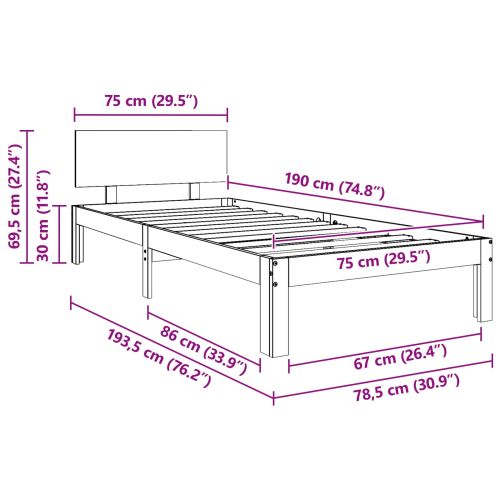 Рамка за легло с таблото Кафяво с восъчно покритие 70 x 190 cm
