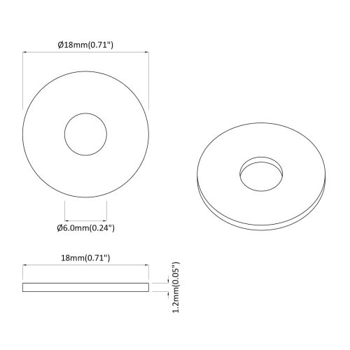 подходящ за плоски шайби 2 pcs Сребрист M6 x 18 мм Желязо