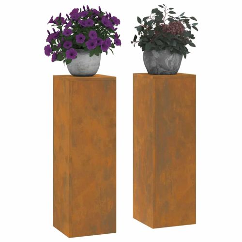 Стойка за растения 2 pcs Ръждясало 24 x 24 x 75 см