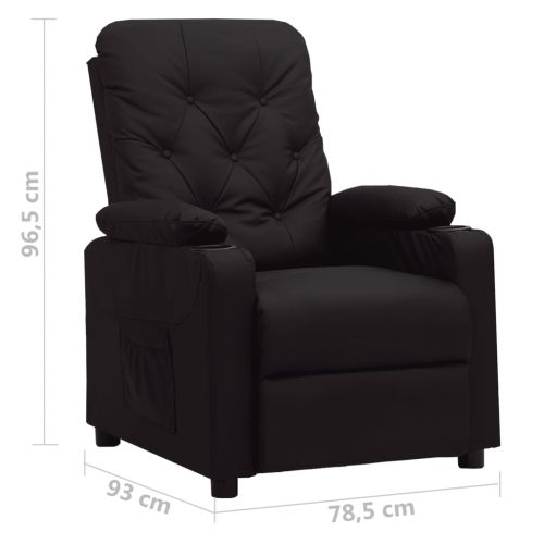 Реклайнер, черен, изкуствена кожа