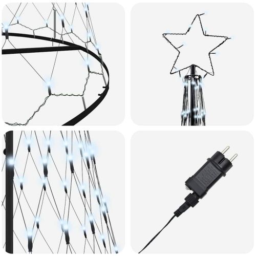 LED Коледна Елха с поставка Хладно бяло 184.5 см Метал