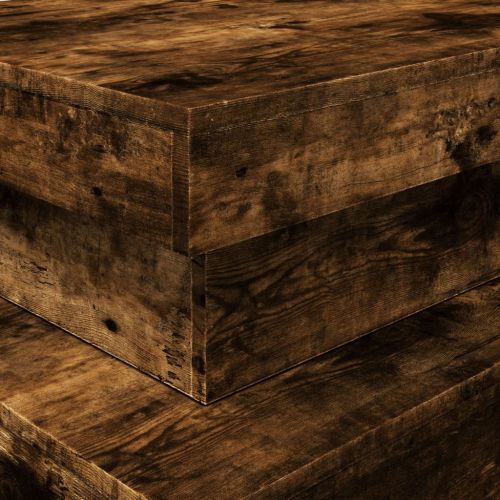 Маса за кафе с LED осветление, опушен дъб, 90x50x40 см