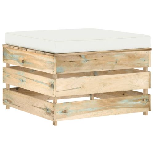 Градински комплект от 4 части с възглавници зелена импрегнация