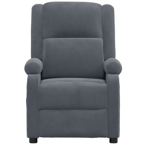 Електрически реклайнер стол, тъмносив, кадифе