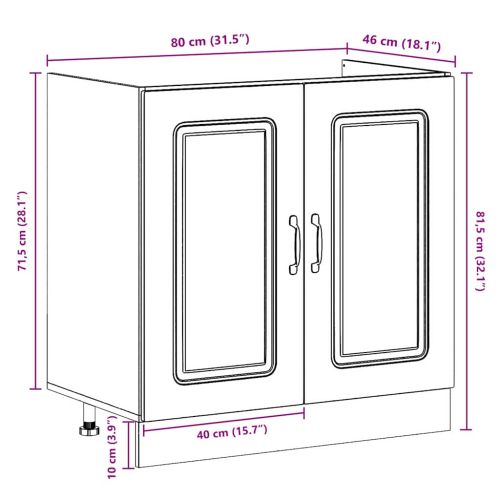 Кухненски шкаф с врата Kalmar Лъскаво бяло 80 x 46 x 81,5 см