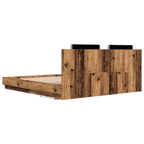 Леглова рамка с табла Старо дърво 200 x 200 cm Инженерно дърво