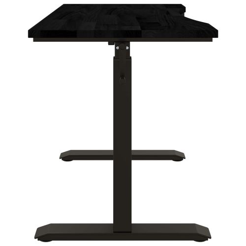 Бюро със съхранение Черен и тъмен кафяв 120 x 60 cm Масивен дъб