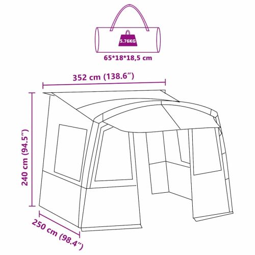 Тент за багажник на караван с покрив Синьо 352 x 250 x 245 см