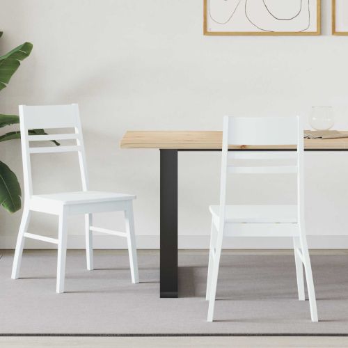 Обедени столове 2 pcs Бяло 43 x 54 x 89 см Солидно гумено дърво