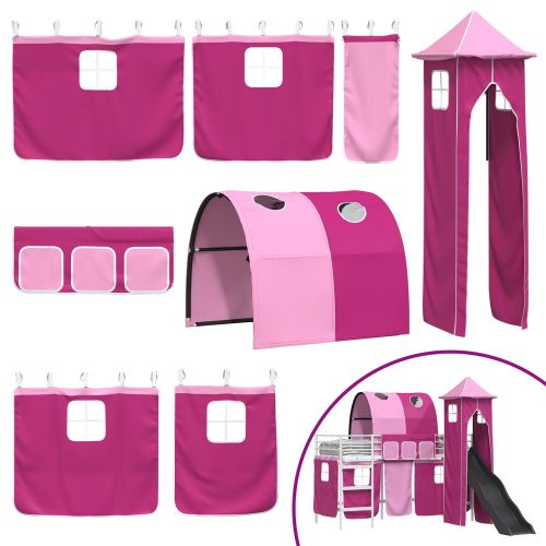 Легло на двуетажно легло за деца Бяло и розово 99,5 x 190 см