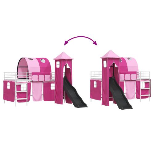 Легло на двуетажно легло за деца Бяло и розово 107 x 200 см