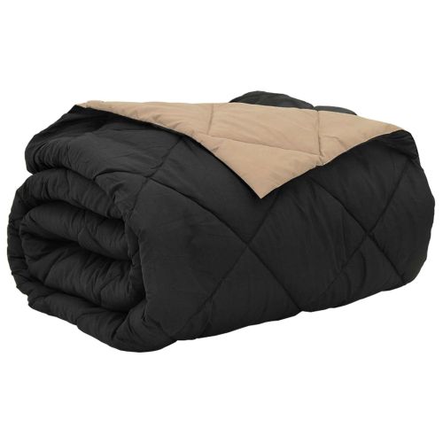 Летен юрган Черно и таупе 240 х 260 см Микрофибър