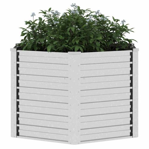 Повдигната градинска леха 129x77 см поцинкована стомана сребро