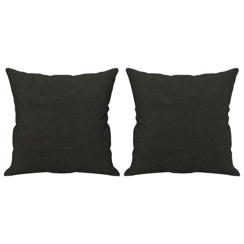 Комплект дивани 3 части с възглавници черен текстил