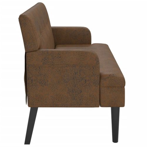 Пейка с облегалка, кафява, 112x65,5x75 см, изкуствен велур