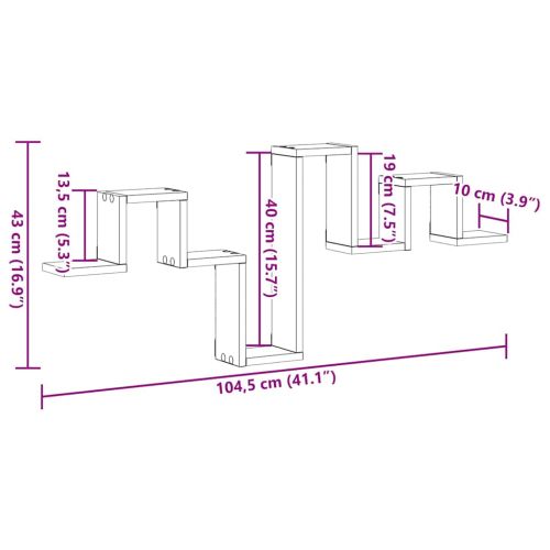 Стенен рафт Монтиране на стена Старо дърво 104.5 x 43 x 10 см