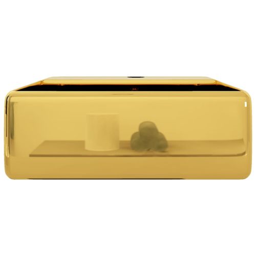 Мивка с преливник, 41x41x15 см, керамична, златиста